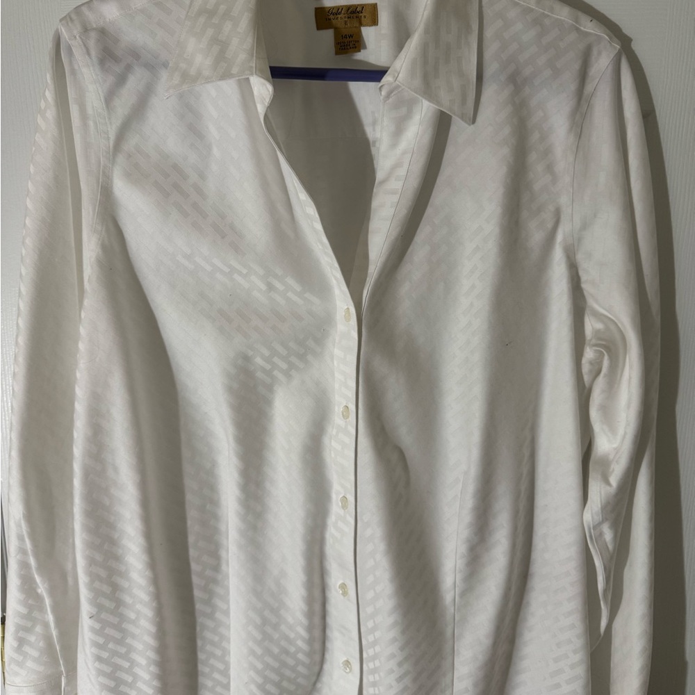 White Button Down Shirt with Textured Fabric
